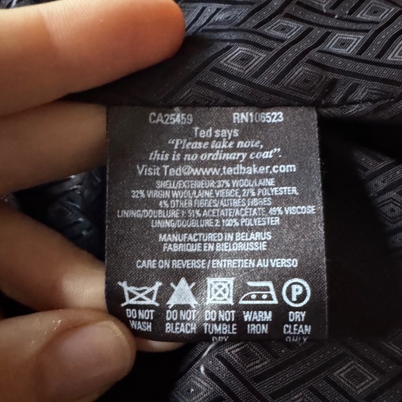 Ted Baker Women's Black & White Maddie Wool Thick Trench Coat size 2 (Small) - Picture 8 of 11